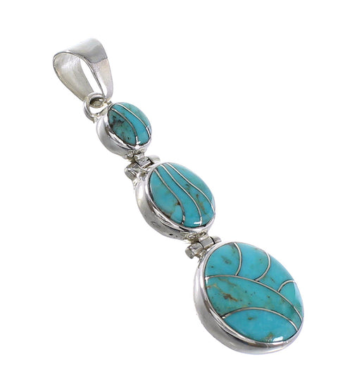 Turquoise Inlay Authenitc Sterling Silver Pendant AX95252